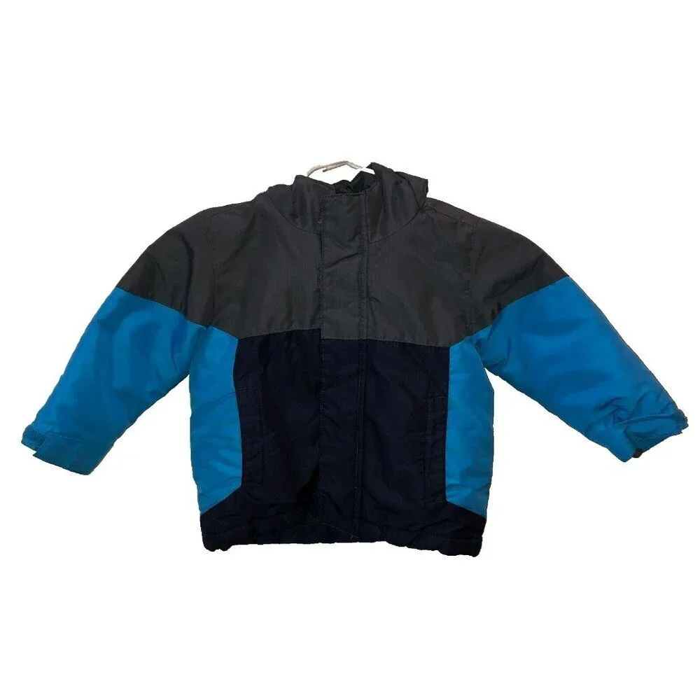 Childrens Place Jacket Boys Size 2T Blue Gray Winter Quilted Coat